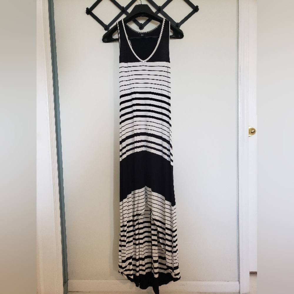 Black and White Striped Maxi Dress